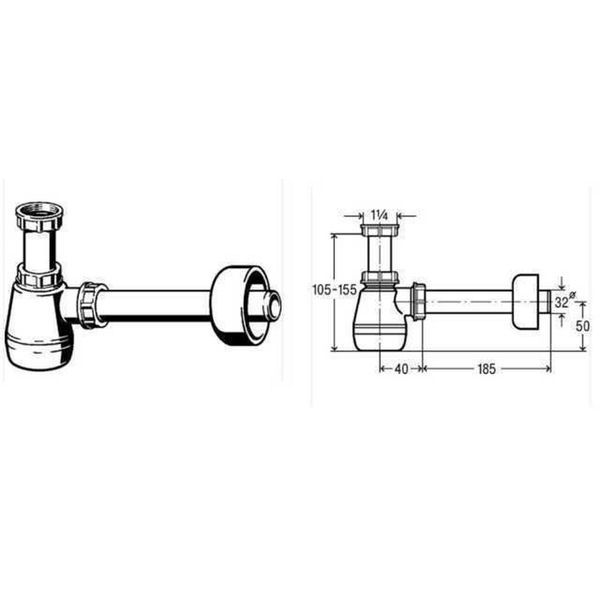 Сифон для біде VIEGA 1 1/4&Prime;х1 1/4&Prime; пластик бутил. б/г 120337