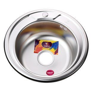 Мийка кухонна врiзна кругла 490х160 Satin MR 490 E 0,6 mm Mira