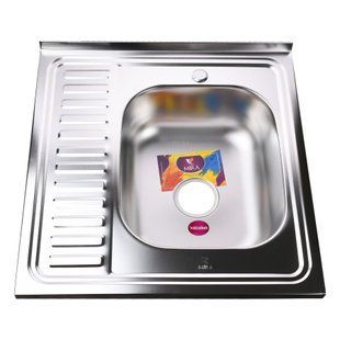 Мийка кухонна накладна прямокутна 600х600х180 Satin Right MR 6060 R E Mira